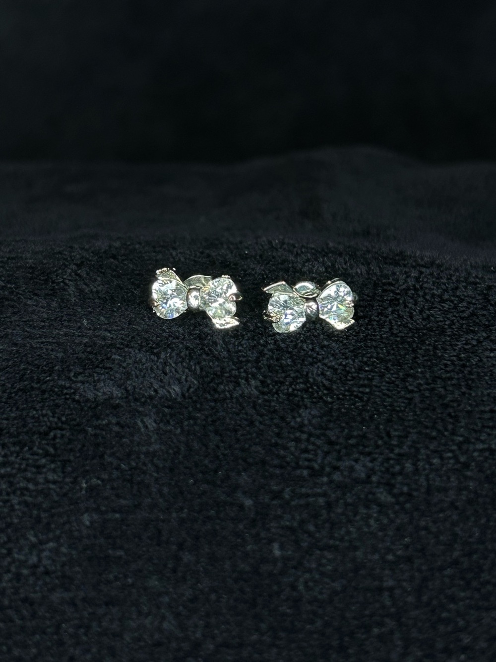 Silver Bow Stud Earrings